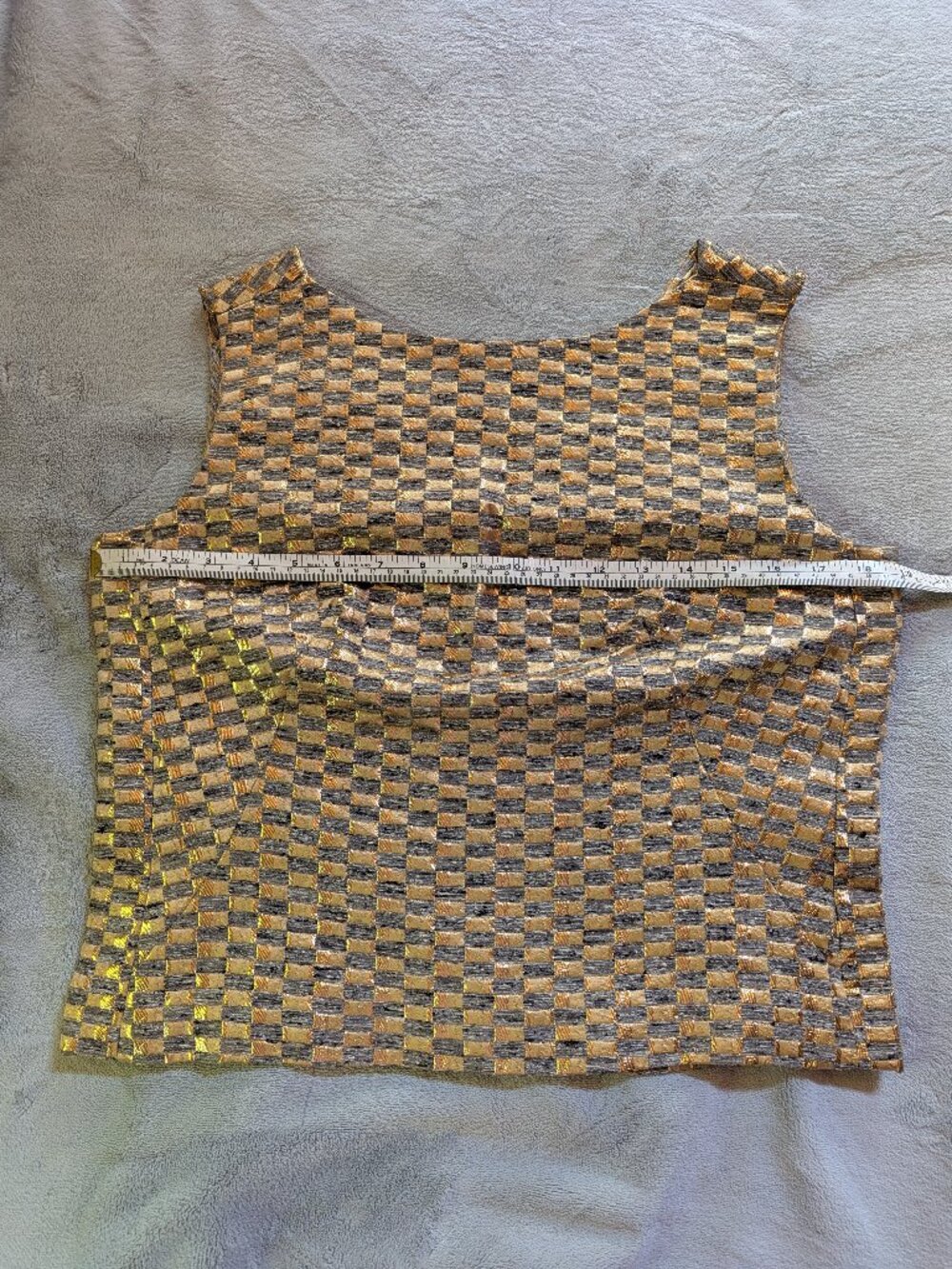 Gold and grey brocade sleeveless top